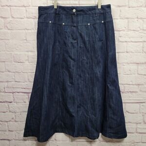 Cherry Krave Denim‎ Maxi A-Line Skirt Womens 16 Dark Blue Y2K Fairy Grunge Retro